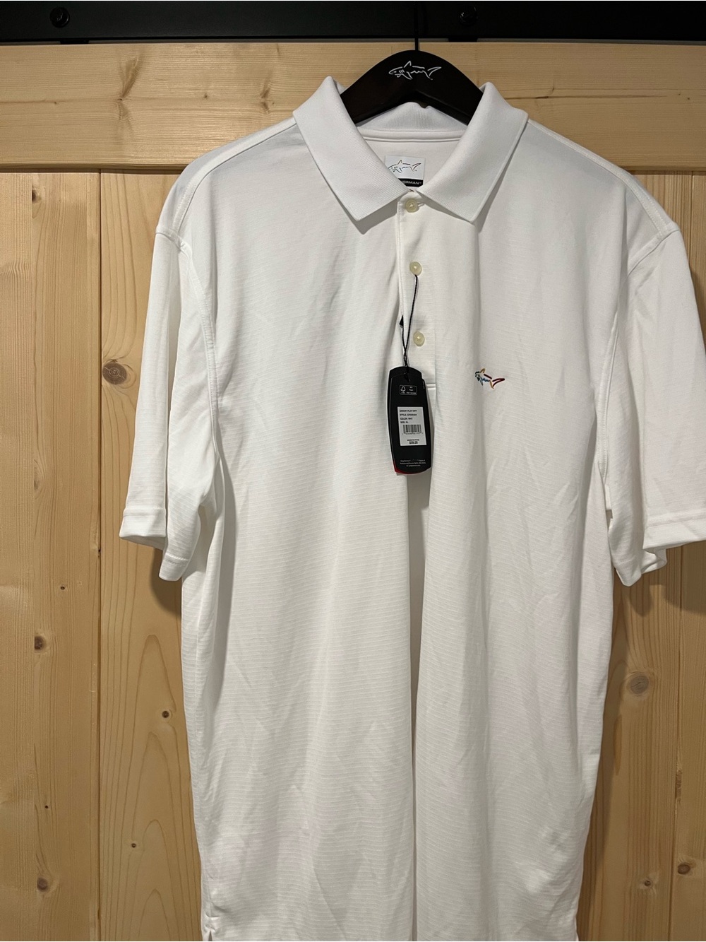 Greg Norman Collection Play Dry White Polo with Shark Logo XL NWT 🦈⛳️